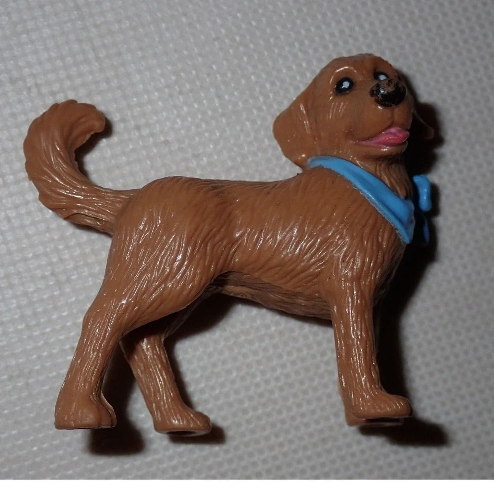 Fisher Price Loving Family Brown Dog w/ blue bandana Dollhouse Figure Vintage